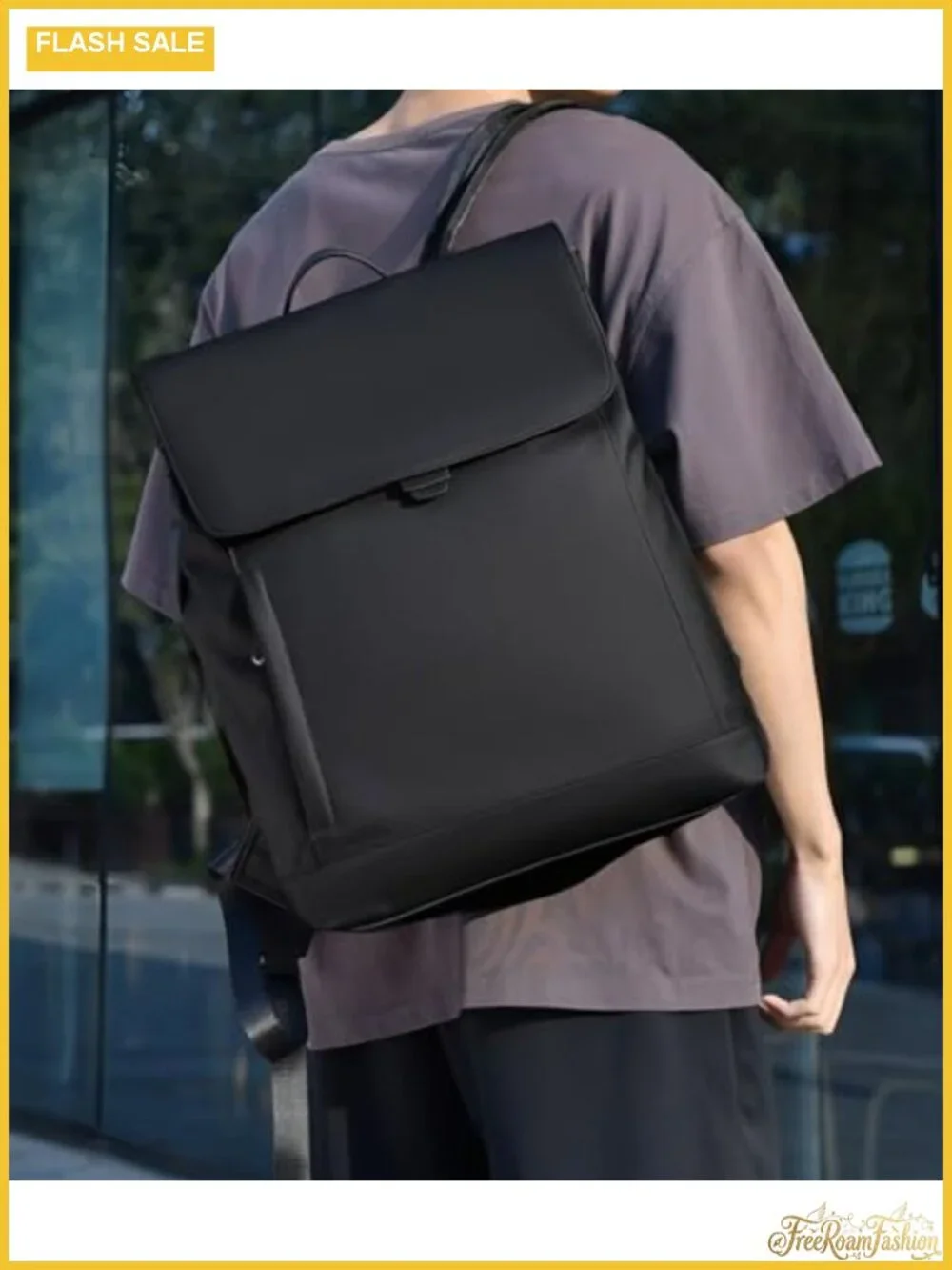 Modern Minimalist Travel Backpack Faux Leather